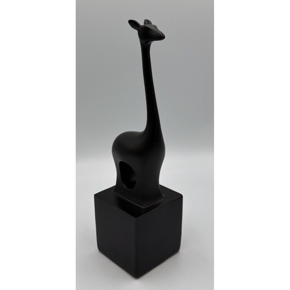Modern Black Giraffe Sculpture 11” Minimalist Resin Animal Art Home Decor.  GUC!